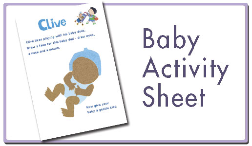 Baby activity sheet button